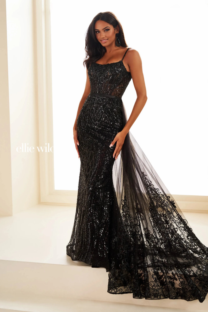 Ellie Wilde by Mon Cheri EW36075 Embroidered Tulle Dress