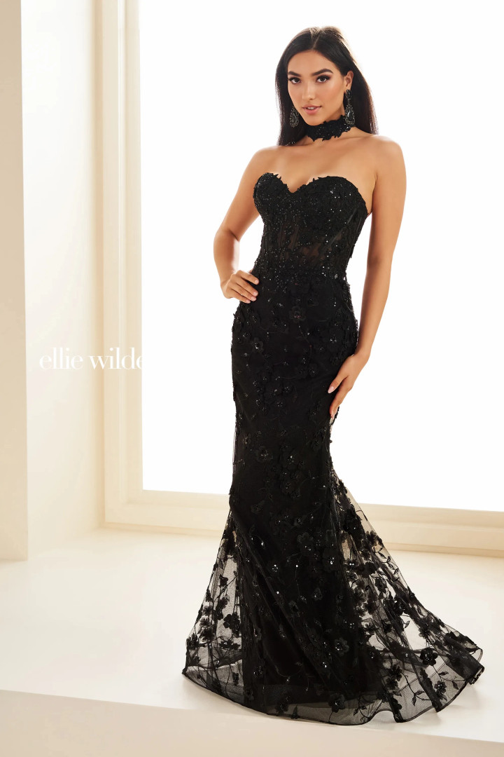 Ellie Wilde by Mon Cheri EW36028 Embroidered Tulle Dress