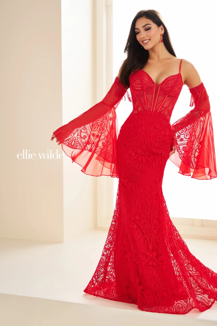 Ellie Wilde by Mon Cheri EW36030 Chiffon Tulle Mermaid Dress