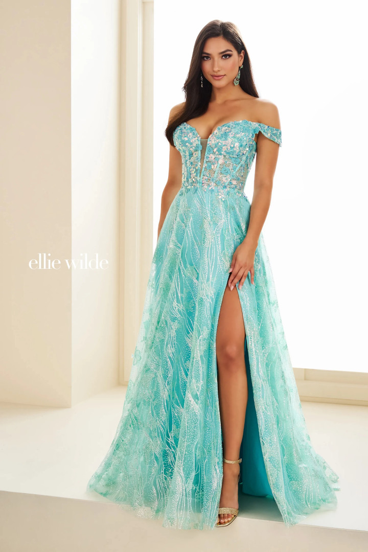 Ellie Wilde by Mon Cheri EW36039 Sequin Lace Appliques Dress