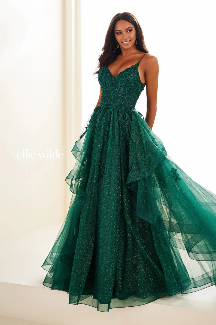 Ellie Wilde by Mon Cheri EW36085 Beading Glitter Tulle Dress