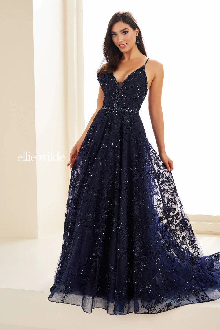 Ellie Wilde by Mon Cheri EW36088 Embroidered Tulle Dress