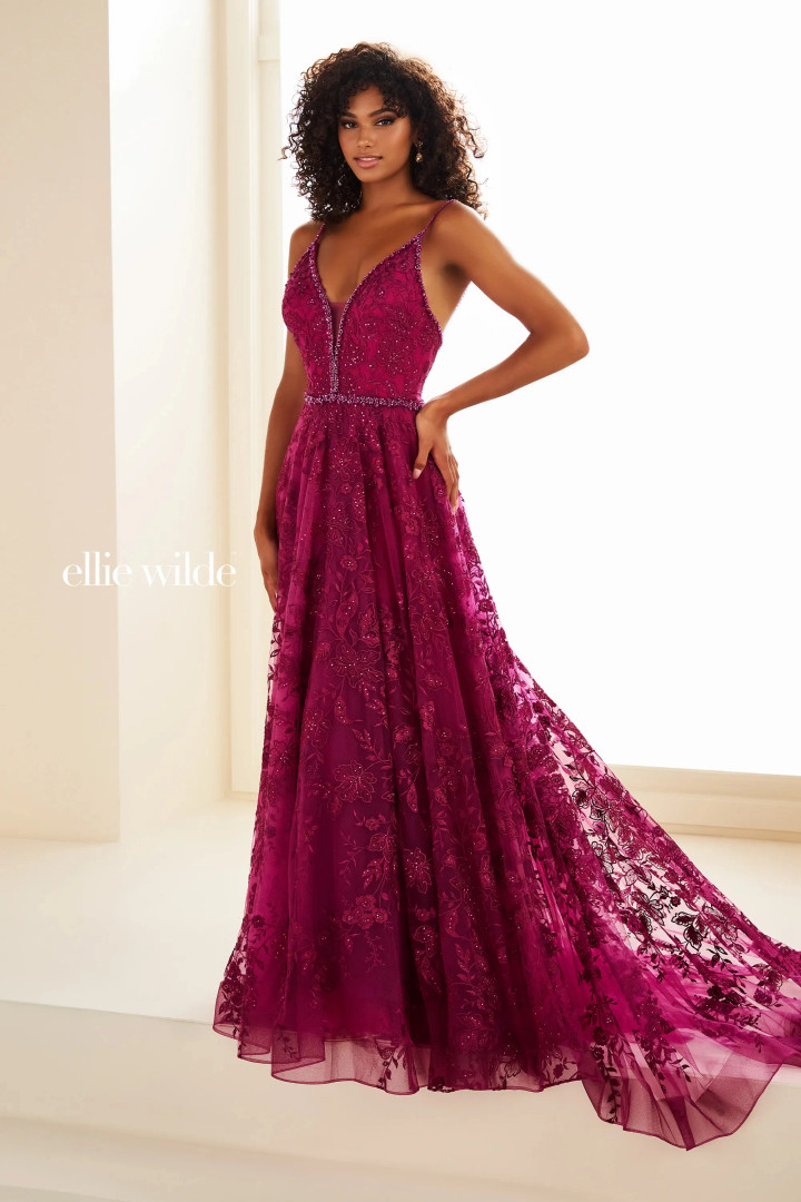 Ellie Wilde by Mon Cheri EW36088 Embroidered Tulle Dress