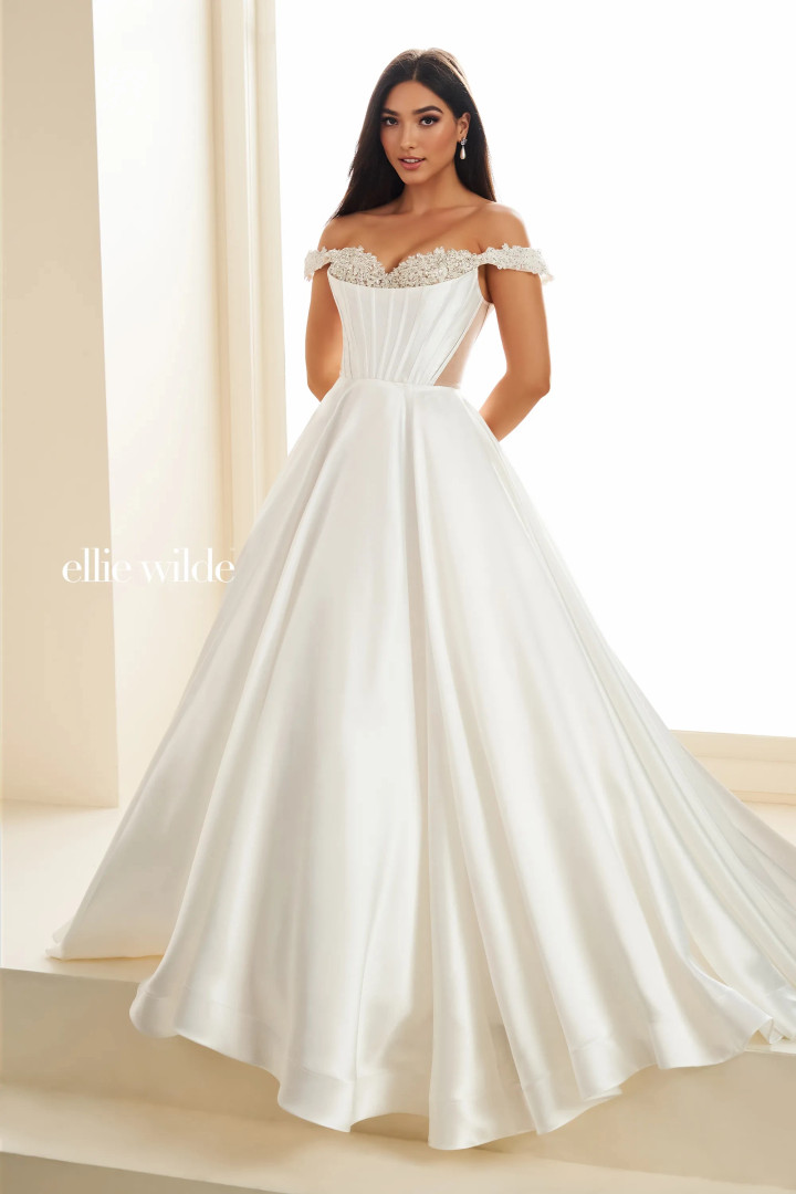 Ellie Wilde by Mon Cheri EW36100 Mikado Lace Applique Dress