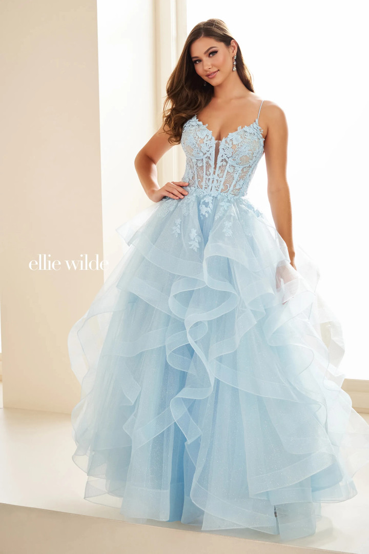 Ellie Wilde by Mon Cheri EW36203 Glitter Tulle Long Dress