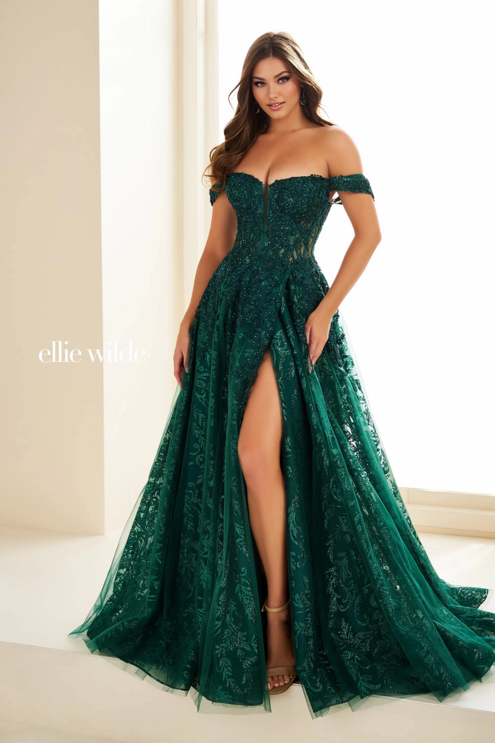 Ellie Wilde by Mon Cheri EW36209 Glitter Tulle A-Line Dress