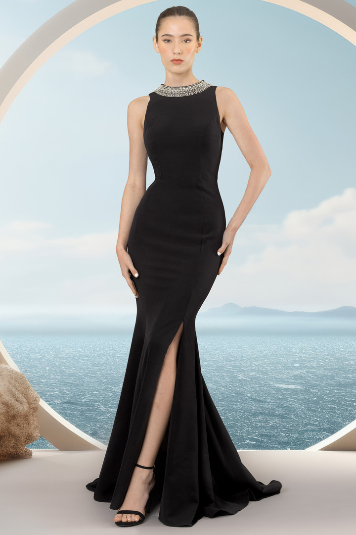 Janique 2505 Round Neck Sleeveless Perfect Evening Dress