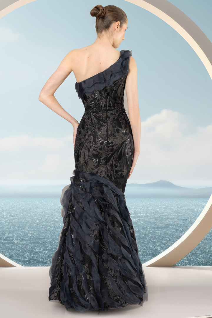 Janique 2509 Asymmetric Neck Sleeveless Evening Long Dress