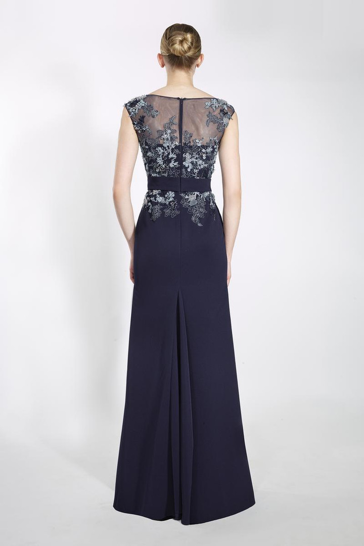 Janique 2301 Glitters Peplum Short Sleeve Sheath Long Gown