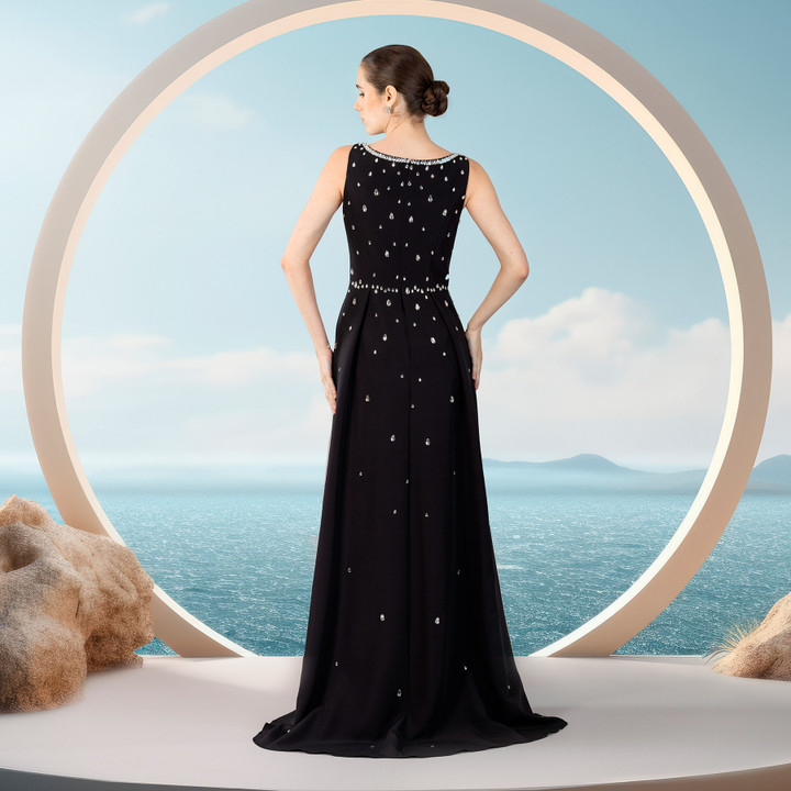 Janique 2504 Scoop Neck Sleeveless Glamorous Evening Gown