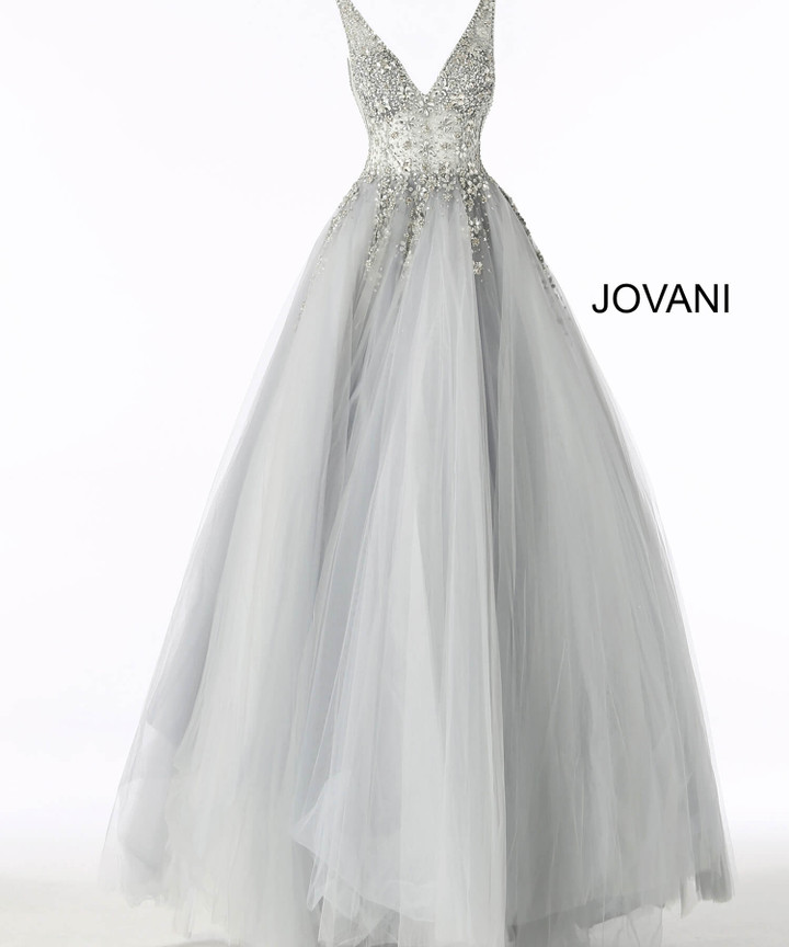 Jovani 65379 Crystal Embellished Bodice V-Neck Ballgown