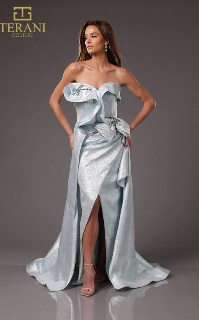 Terani Couture 2011E2073 Strapless Metallic Jacquard Dress