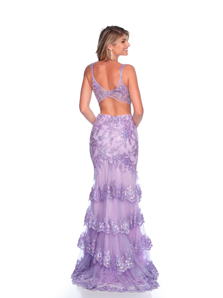 Dave and Johnny 12125 Sequins V-Neck Sleeveless Long Dress