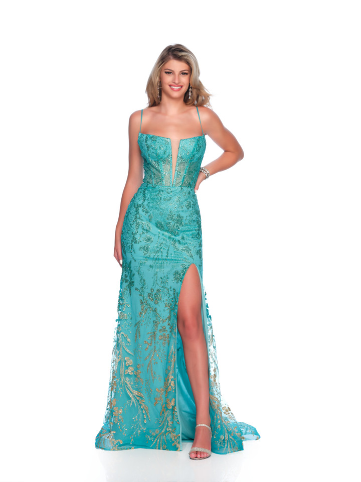 Dave and Johnny 11943 Scoop Neck Spaghetti Straps Long Dress