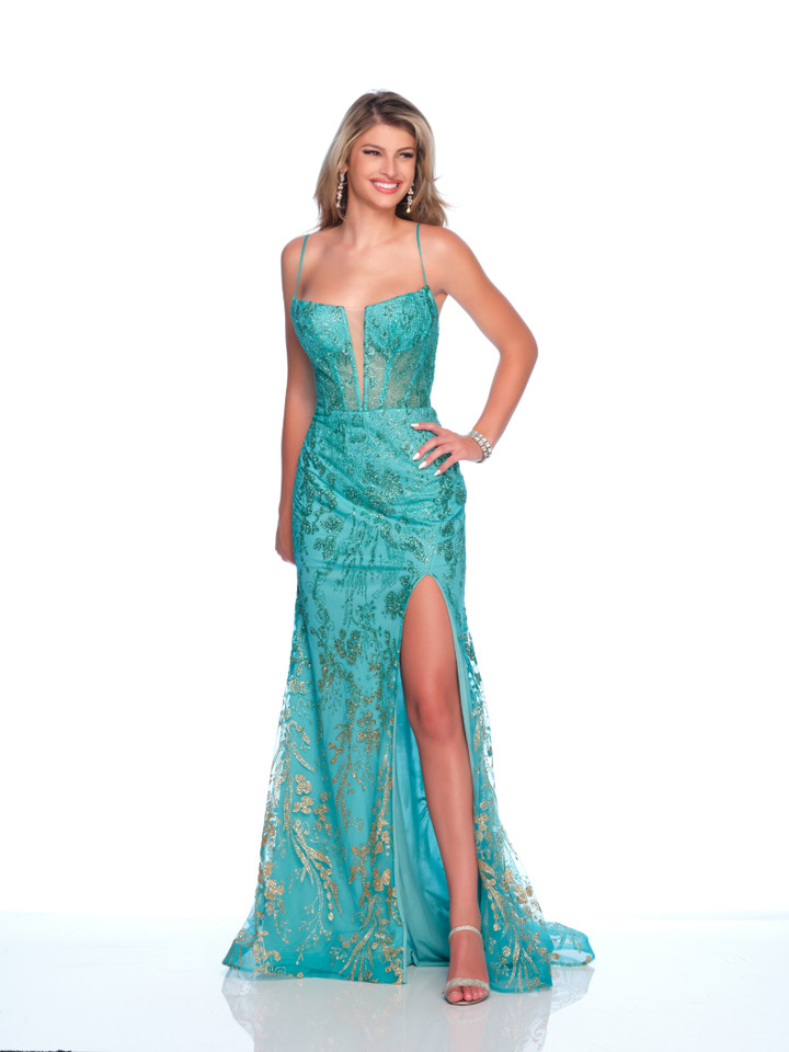 Dave and Johnny 11943 Scoop Neck Spaghetti Straps Long Dress