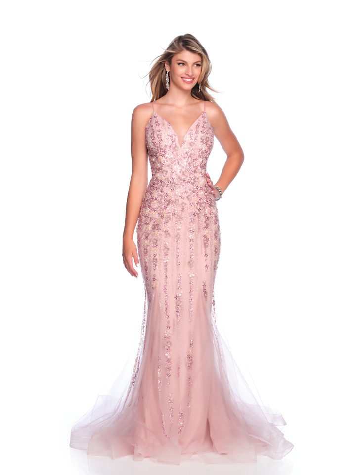 Dave and Johnny 12004 Sequins Illusion Neck Sleeveless Dress