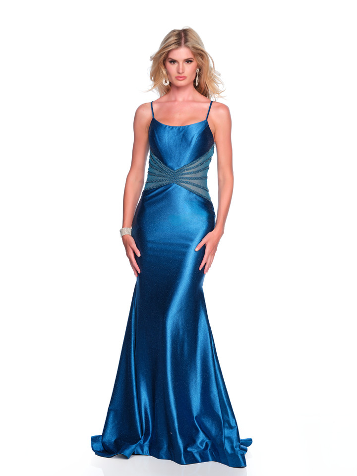 Dave & Johnny 12042 Scoop Neck Spaghetti Straps Long Dress