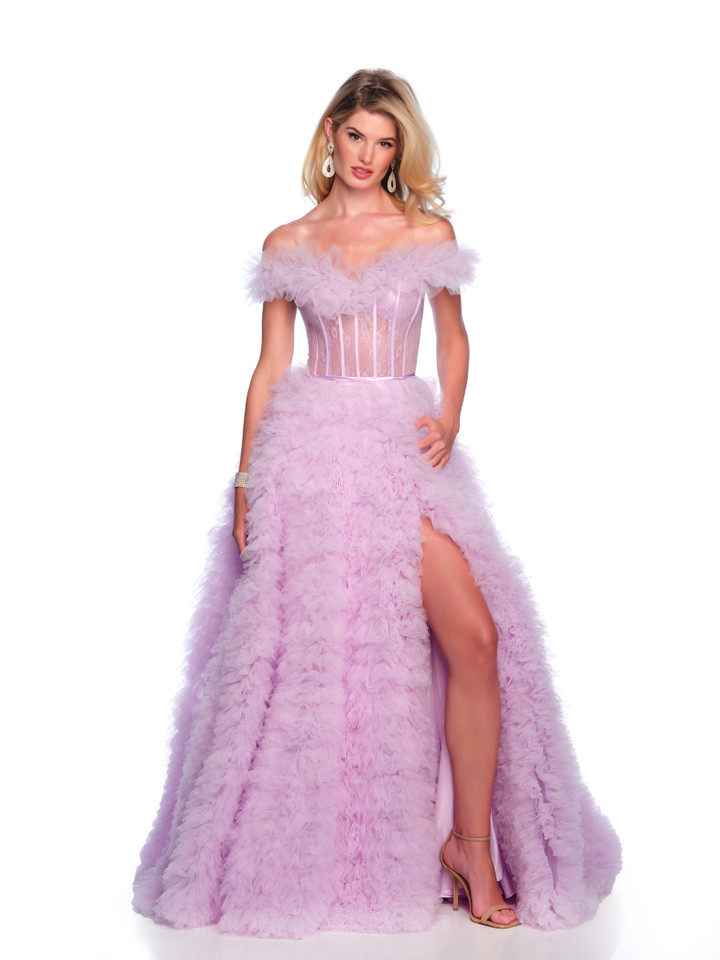 Dave and Johnny 12093 Spaghetti Straps Ruffled Long Dress