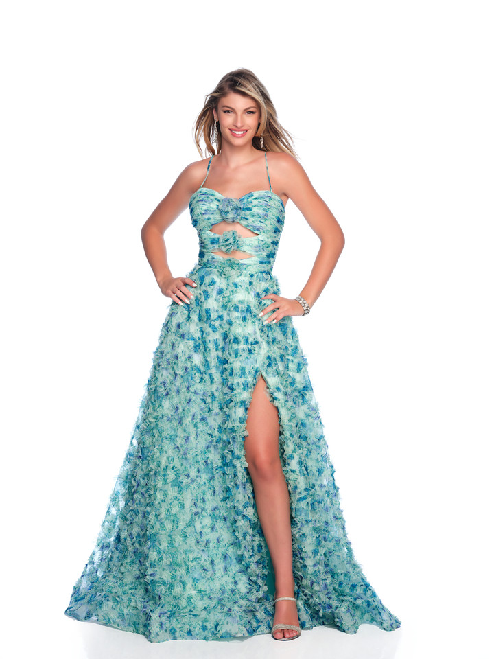 Dave and Johnny 12094 Spaghetti Straps Ruffled Long Dress