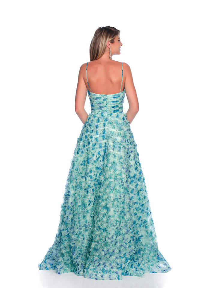 Dave and Johnny 12094 Spaghetti Straps Ruffled Long Dress