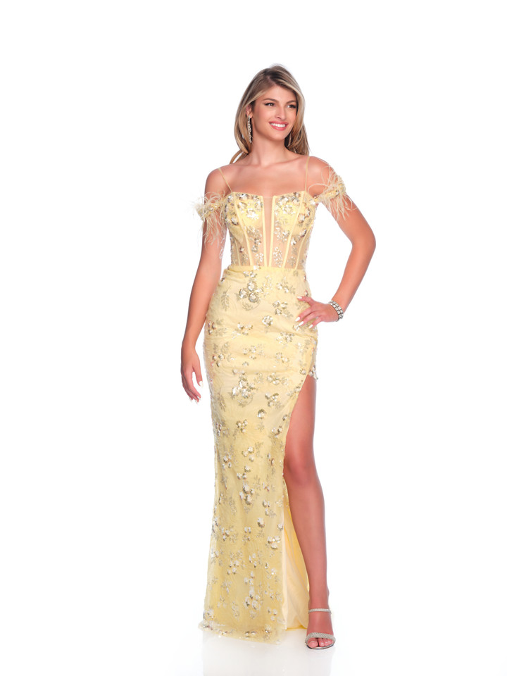 Dave and Johnny 12095 Scoop Neck Spaghetti Straps Long Dress