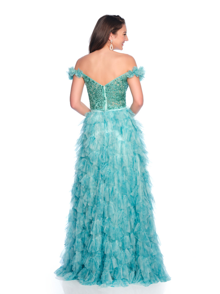 Dave and Johnny 12142 Off Shoulder Ruffle Two-piece Dress