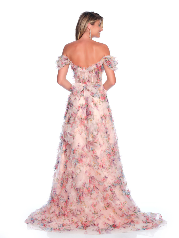 Dave and Johnny 12210 Off Shoulder Sleeve Ruffled Dress