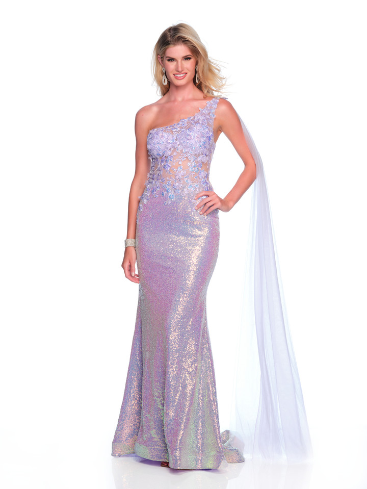 Dave & Johnny 12318 Sequins V-neck Quarter Sleeves Dress