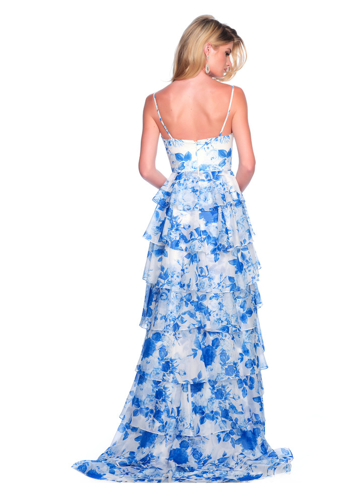 Dave and Johnny 12208 Spaghetti Straps Ruffled V-neck Dress