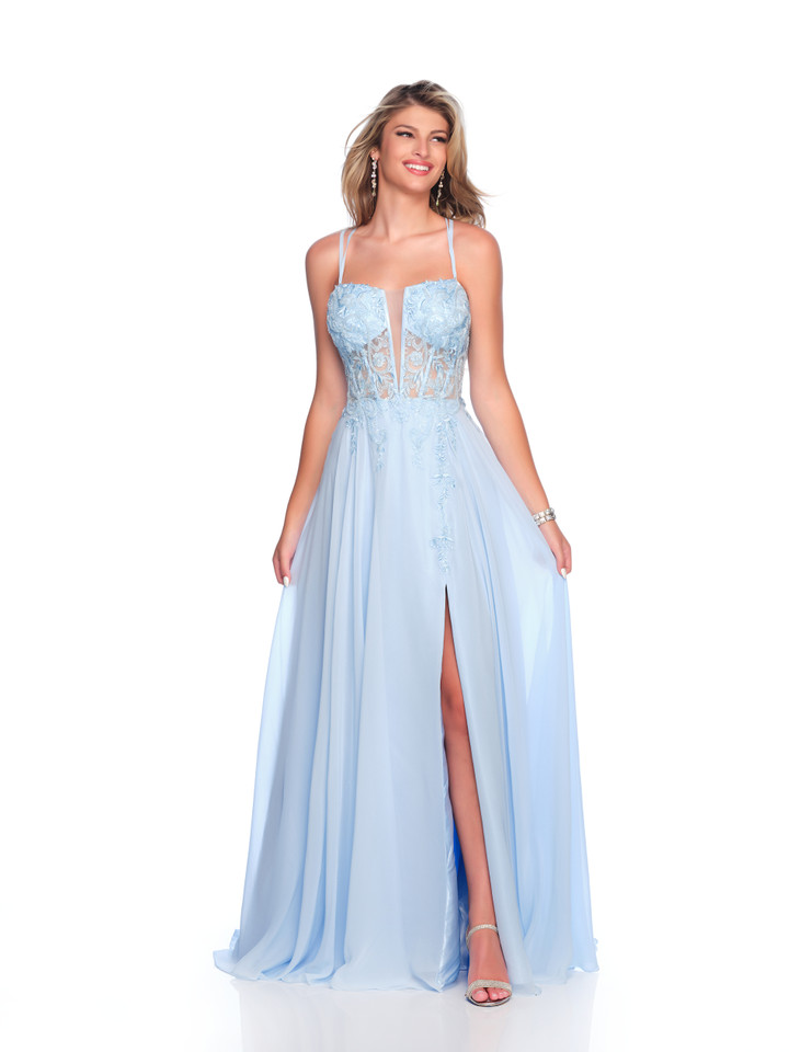 Dave and Johnny 12211 Spaghetti Straps Scoop Neck Long Dress