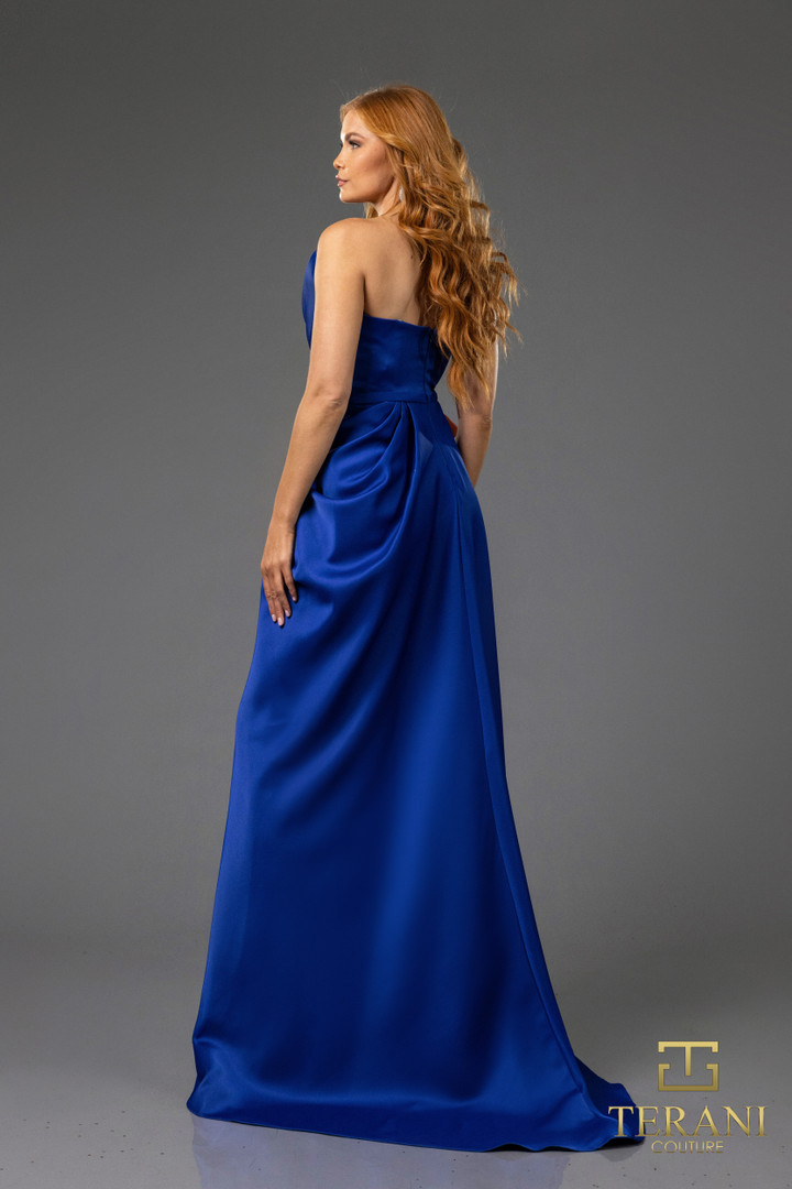 Terani Couture 251P4131 Matte Satin Strapless Long Dress