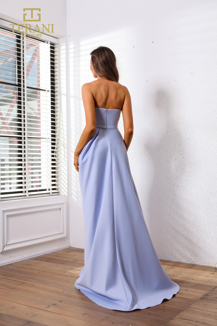 Terani Couture 251P4131 Matte Satin Strapless Long Dress