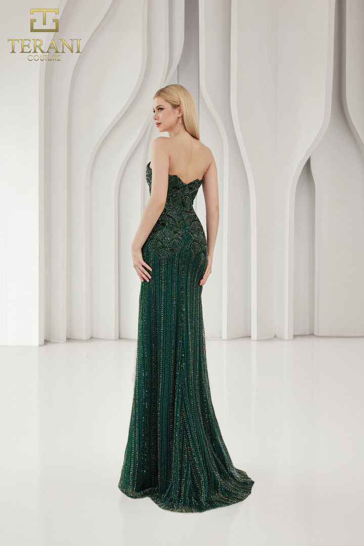 Terani Couture 251P4574 Tulle Strapless Side Slit Long Dress