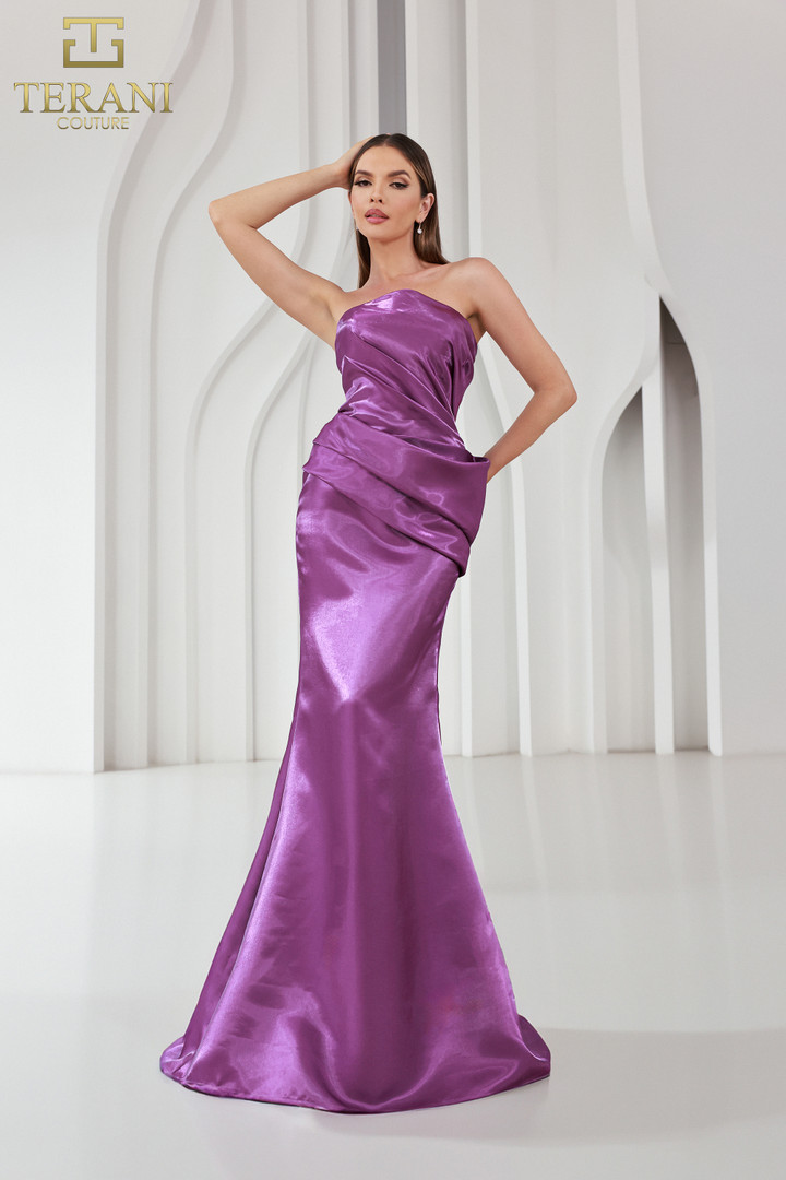 Terani Couture 251E4231 Shimmer Strapless Sheath Long Dress