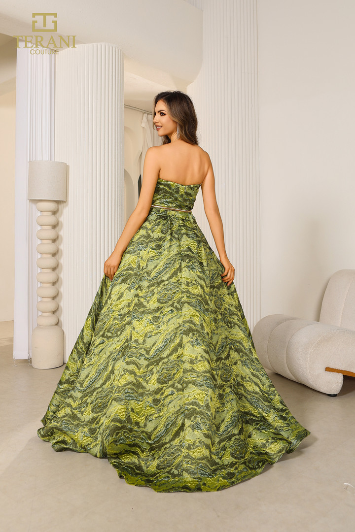 Terani Couture 251E4269 Lava Jacquard Strapless Ballgown
