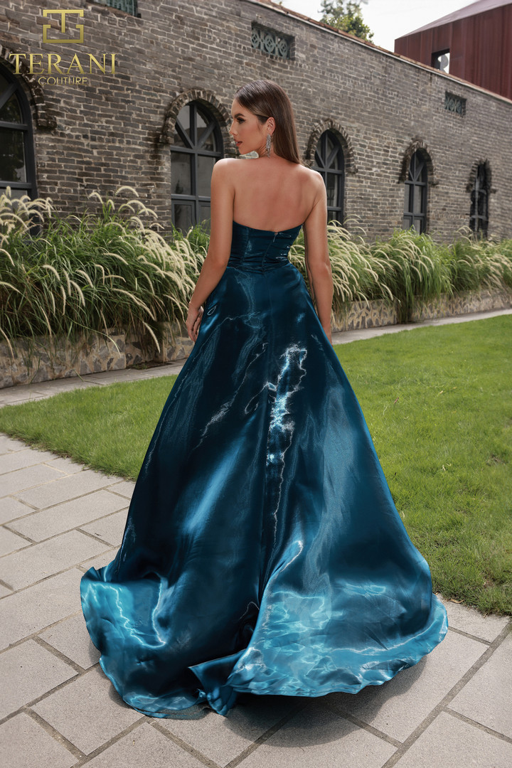 Terani Couture 251E4637 Long Organza Strapless Evening Dress