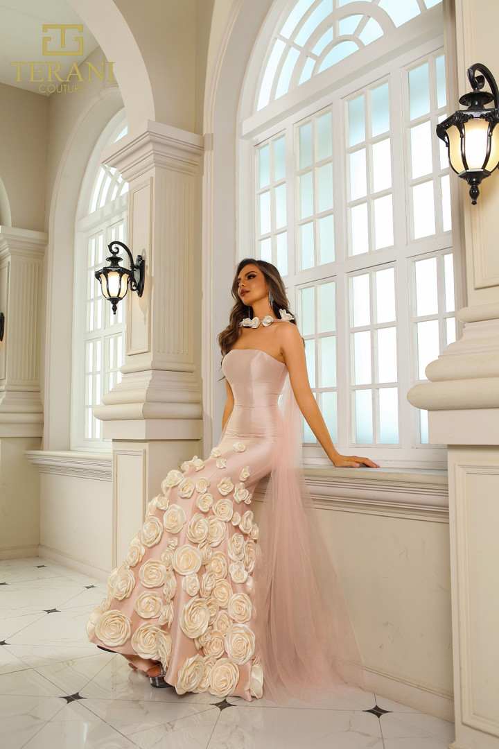 Terani Couture 251GL4184 Stretch Mikado Strapless Long Dress