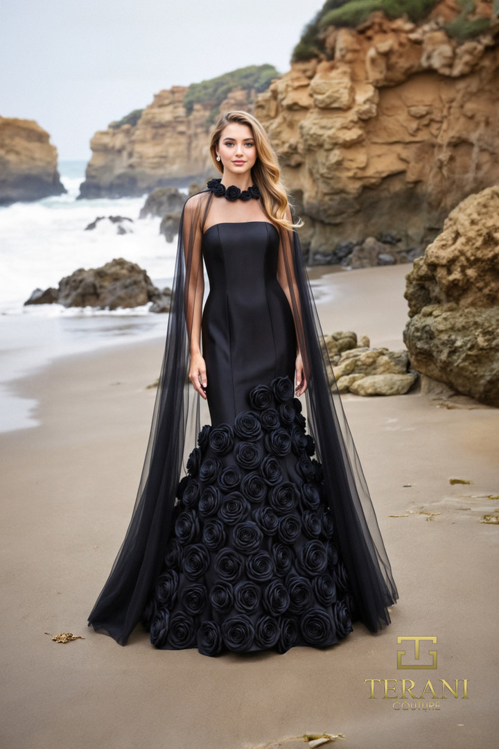 Terani Couture 251GL4184 Stretch Mikado Strapless Long Dress