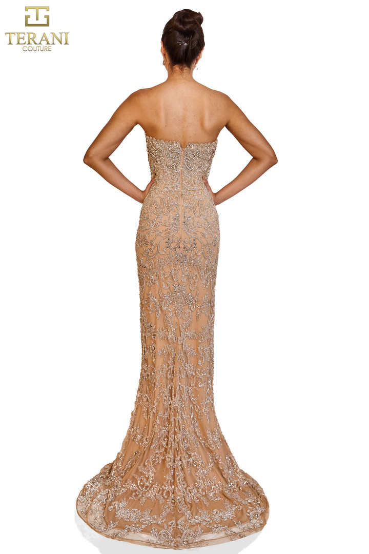 Terani Couture 251GL4346 Tulle Strapless Long Pageant Dress