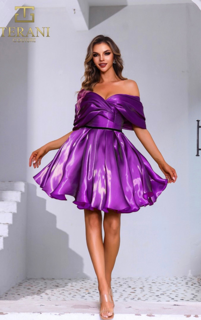 Terani Couture 251C4045 Liquid Organza A-Line Cocktail Dress