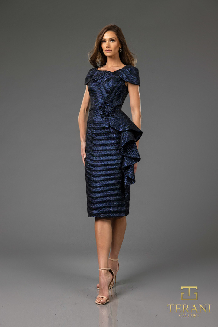 Terani Couture 251C4171 Metallic Jacquard Cocktail Dress