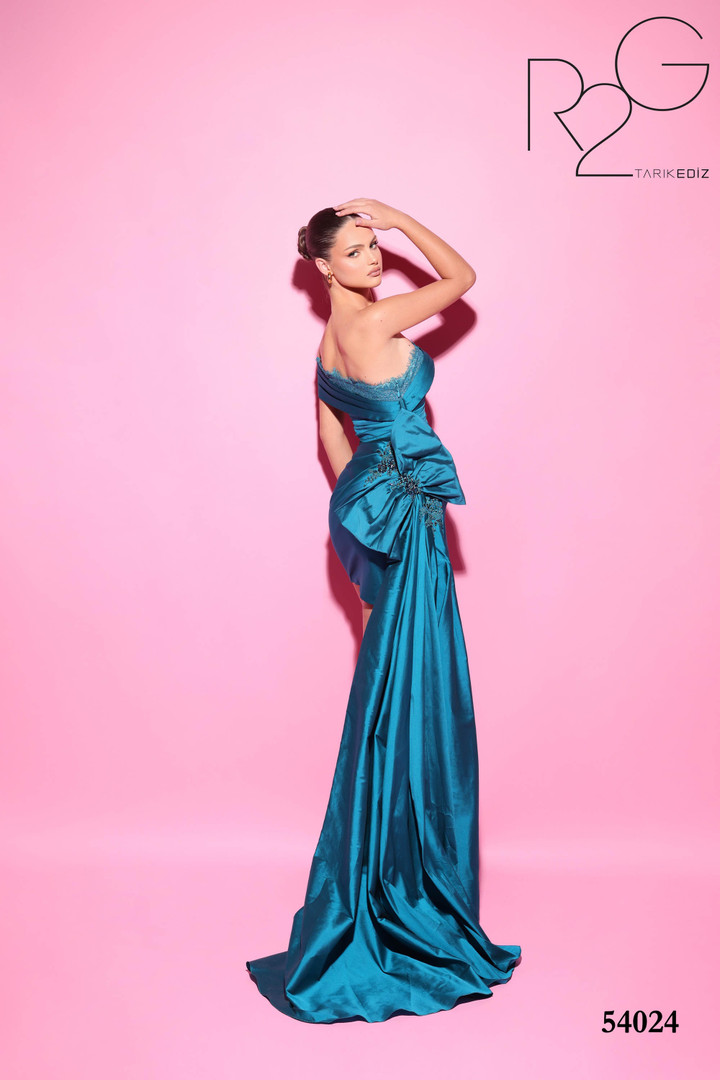 Tarik Ediz 54024 Taffeta One Shoulder Corset High Low Dress