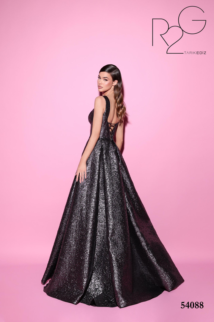 Tarik Ediz 54088 Jacquard Sweetheart Neck Sleeveless Dress