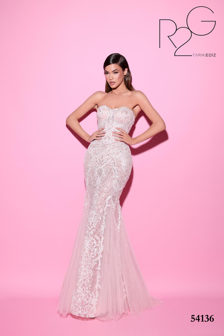 Tarik Ediz 54136 Lace Strapless Sweetheart Neckline Dress