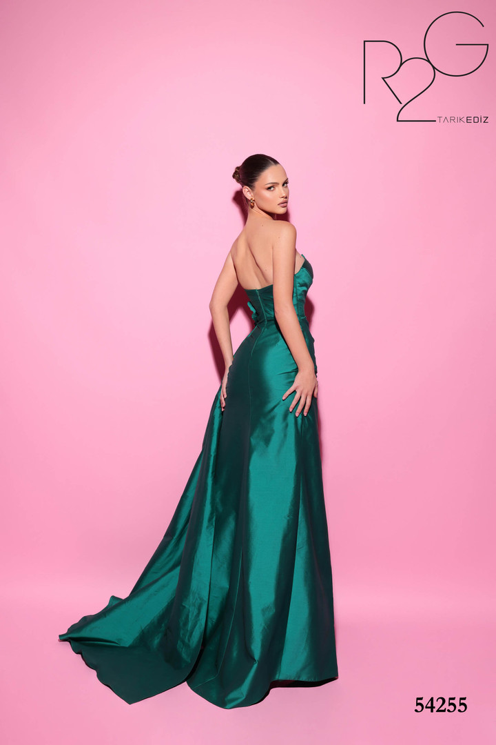 Tarik Ediz 54255 Taffeta Asymmetric Neck Strapless Dress Tarik Ediz 54255 Taffeta Asymmetric Neck Strapless Dress