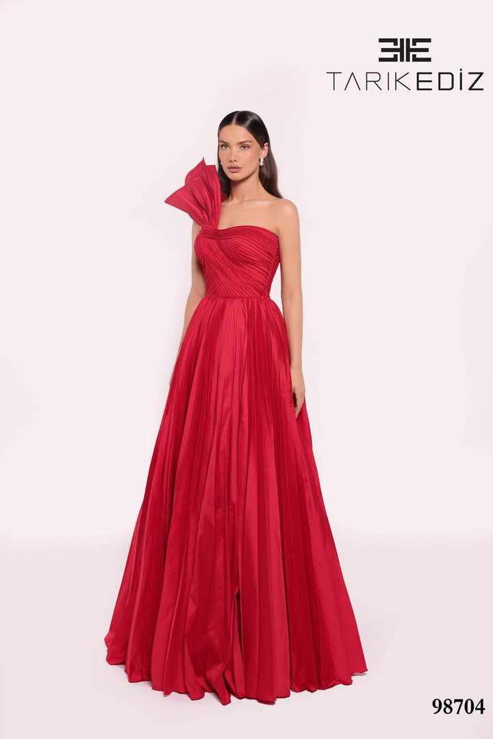 Tarik Ediz 98704 Taffeta Asymmetric Neck One Shoulder Dress