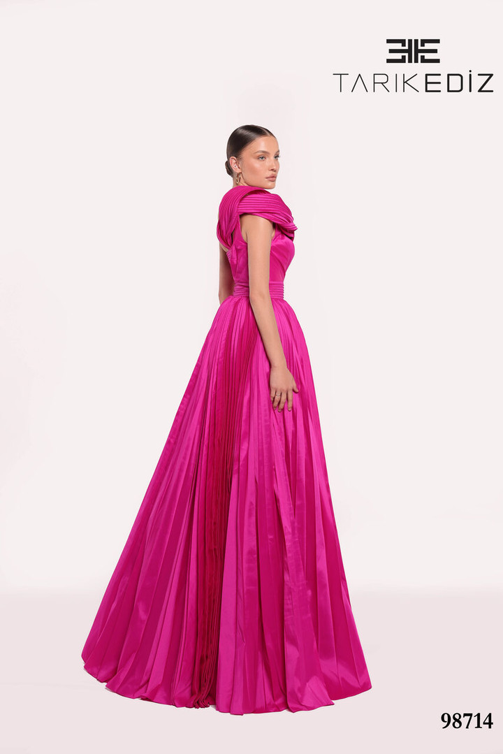 Tarik Ediz 98714 Taffeta Asymmetric Neck One Shoulder Dress