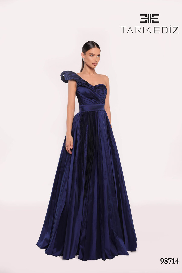 Tarik Ediz 98714 Taffeta Asymmetric Neck One Shoulder Dress