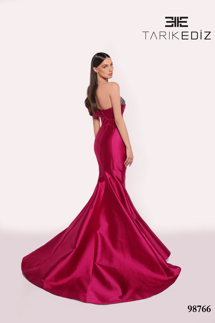 Tarik Ediz 98766 Taffeta Asymmetric Neck One Shoulder Dress