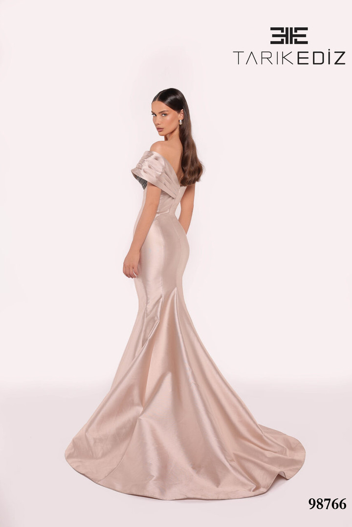 Tarik Ediz 98766 Taffeta Asymmetric Neck One Shoulder Dress